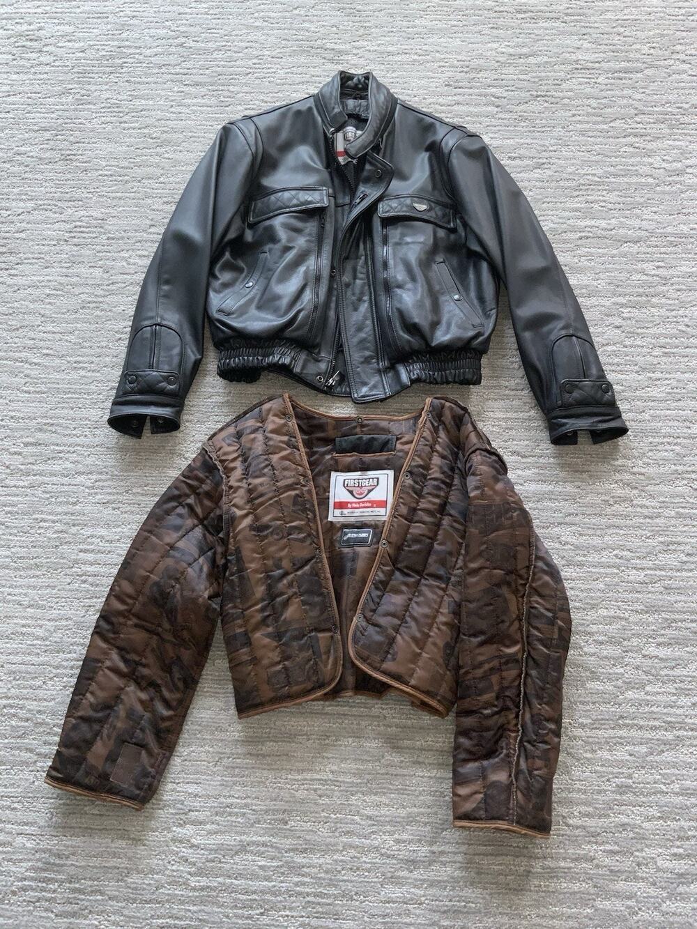 Hein Gericke Firstgear Leather Motorcycle Jacket Mens L Black With Liner